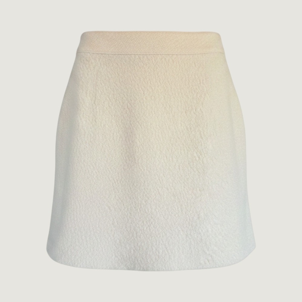 Zara Knit Cream Wool Mini Skirt Textured A-Line Size S Side Zip Neutral Winter